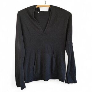 Womens No Brand Black Long-Sleeve Hoodie With Kangaroo Pocket